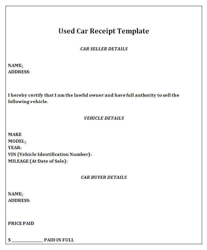 Printable Receipt Template Page 2 Printable Receipt Template