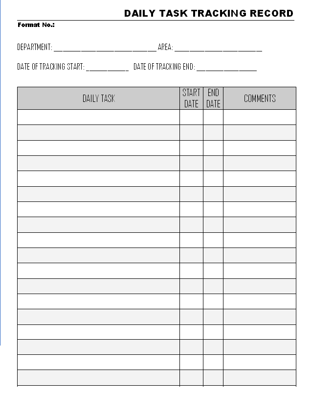 Daily Task Sheet For Employee printable receipt template