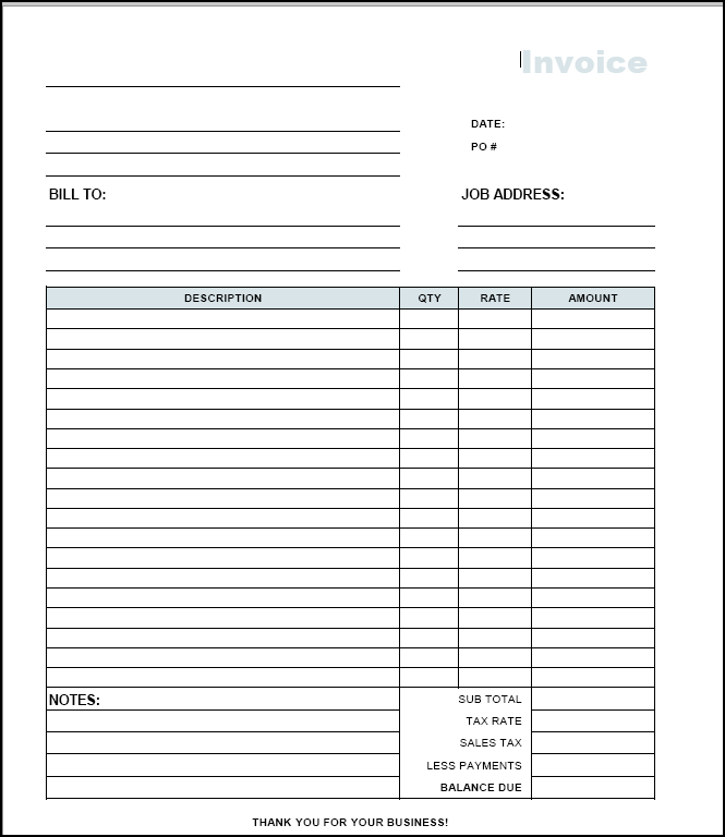 Free Construction Invoice Template Word Printable Receipt Template