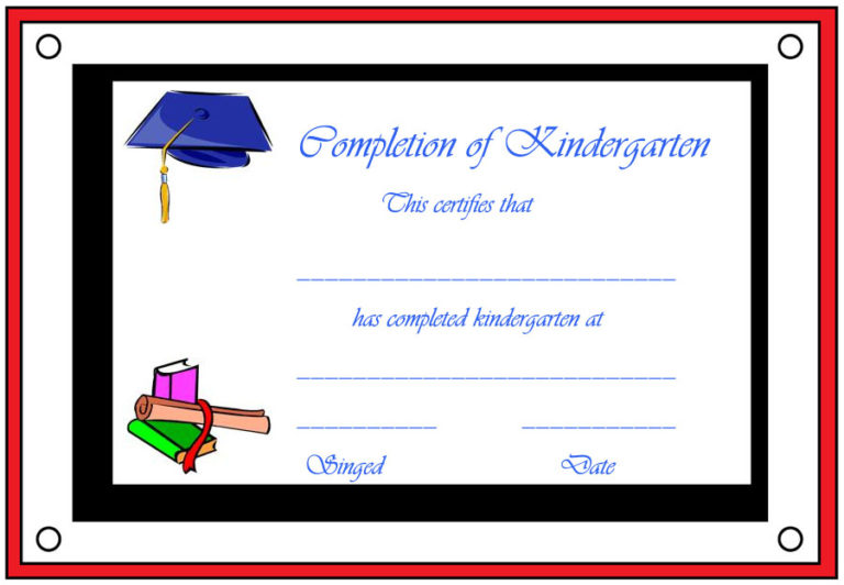 kindergarten graduation certificate template free download
