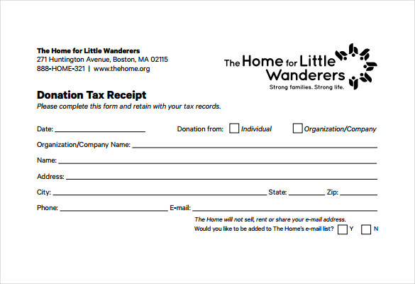 Nonprofit Tax Receipt Template Printable Receipt Template