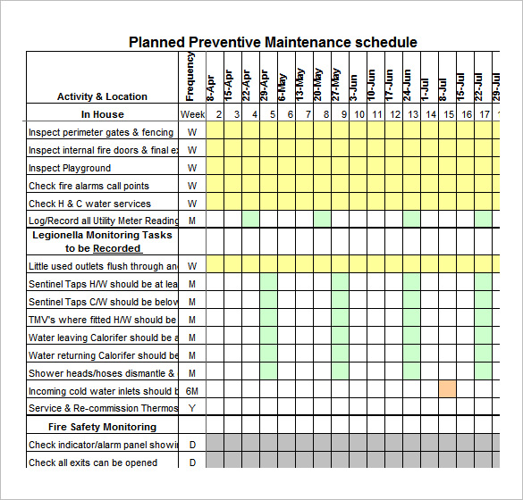 Preventive Maintenance Plan Sample Printable Receipt Template