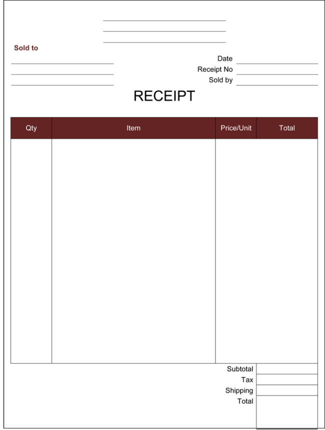 Printable Receipt Template Word Printable Receipt Template 8 Best