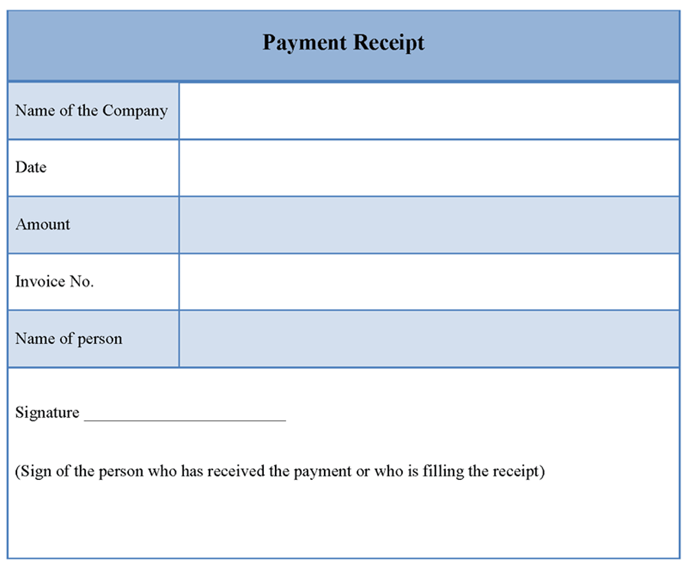 Receipt Of Payment Template Printable Receipt Template