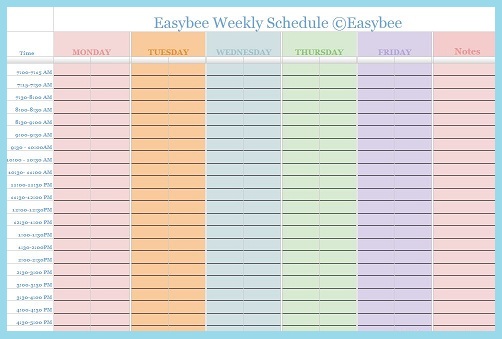 Weekly Schedule Template Google Docs Printable Receipt Template