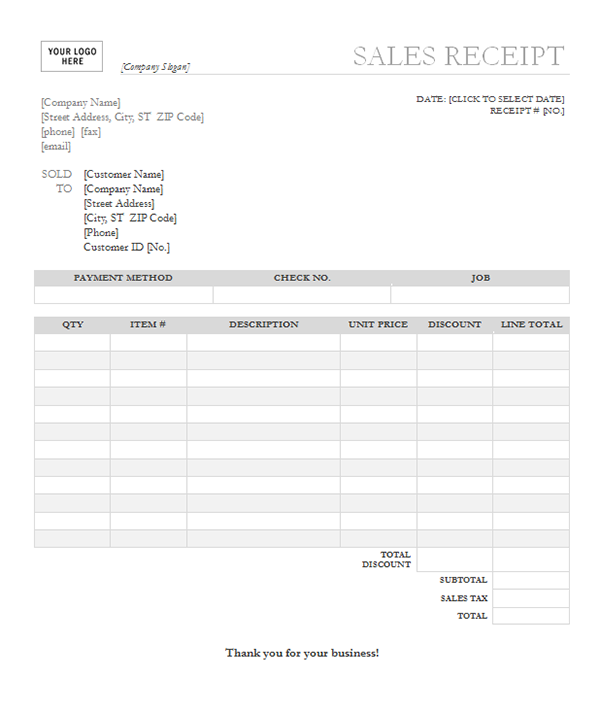 Blank Receipt Template Microsoft Word Printable Receipt Template