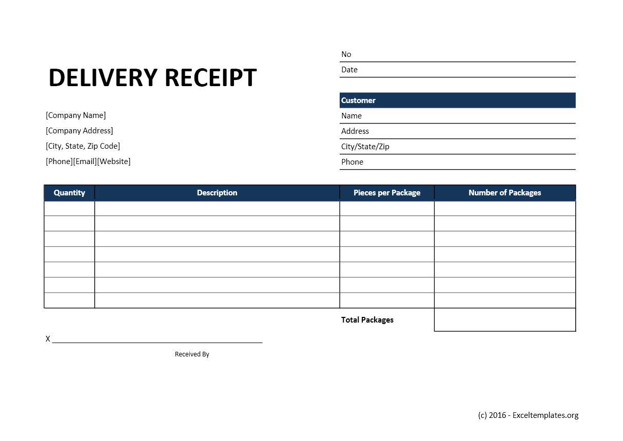 Delivery Receipt Template Excel Printable Receipt Template