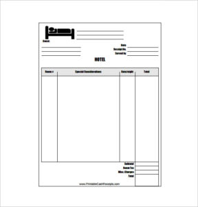 hotel receipt template printable receipt template