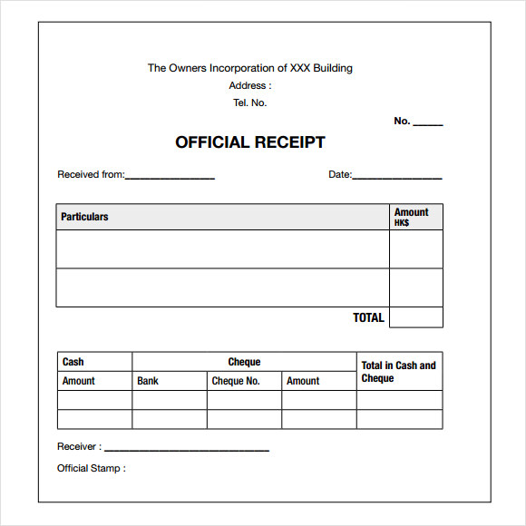 receipt of payment template printable receipt template