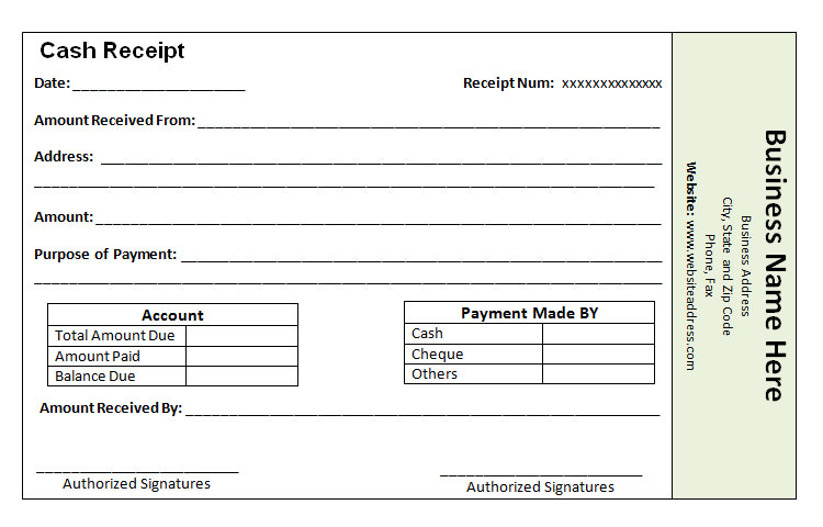 receipt template for cash payment printable receipt template