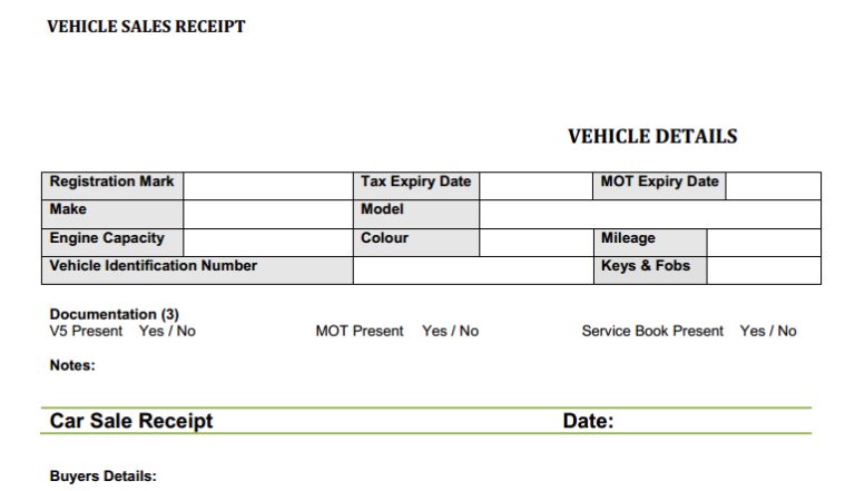 Receipt Template For Selling A Car – printable receipt template