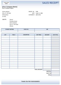 Sales Receipt Template Excel – printable receipt template